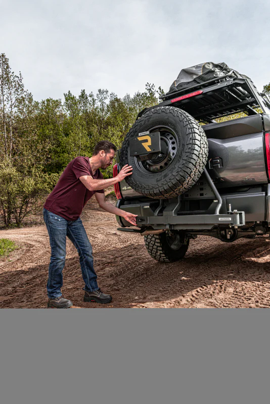 Go Rhino Swing-A-Way Hitch Mounted Tire Carrier (Lic. Plate Lights Not Included) - Textured Black - Image 6