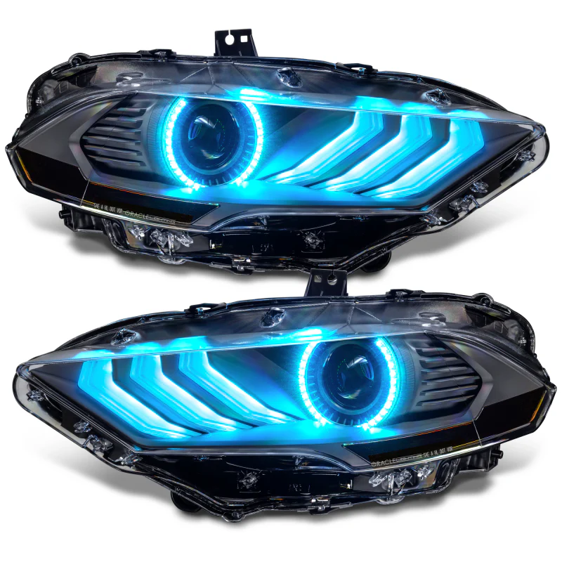 Oracle Lighting 18-23 Ford Mustang Dynamic ColorSHIFT LED Headlights - Black Series - Image 31