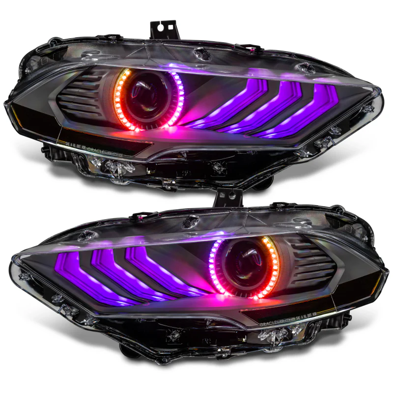 Oracle Lighting 18-23 Ford Mustang Dynamic ColorSHIFT LED Headlights - Black Series - Image 32