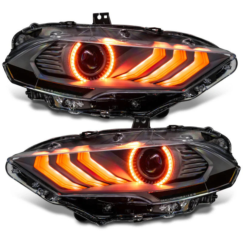 Oracle Lighting 18-23 Ford Mustang Dynamic ColorSHIFT LED Headlights - Black Series - Image 33