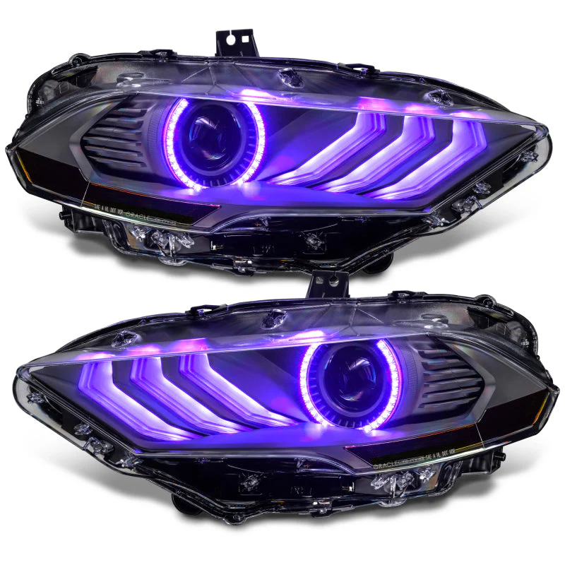 Oracle Lighting 18-23 Ford Mustang Dynamic ColorSHIFT LED Headlights - Black Series - Image 35