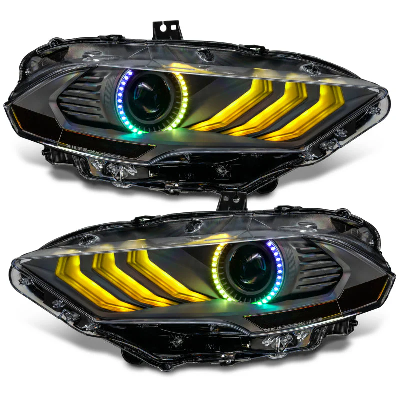 Oracle Lighting 18-23 Ford Mustang Dynamic ColorSHIFT LED Headlights - Black Series - Image 38