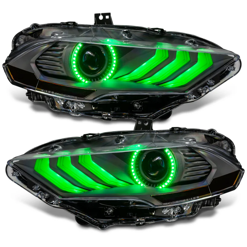 Oracle Lighting 18-23 Ford Mustang Dynamic ColorSHIFT LED Headlights - Black Series - Image 39