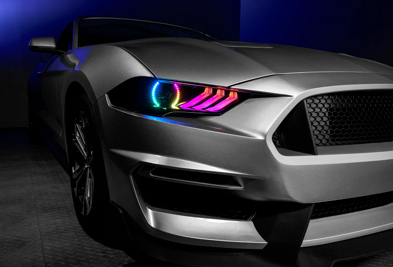 Oracle Lighting 18-23 Ford Mustang Dynamic ColorSHIFT LED Headlights - Black Series - Image 4