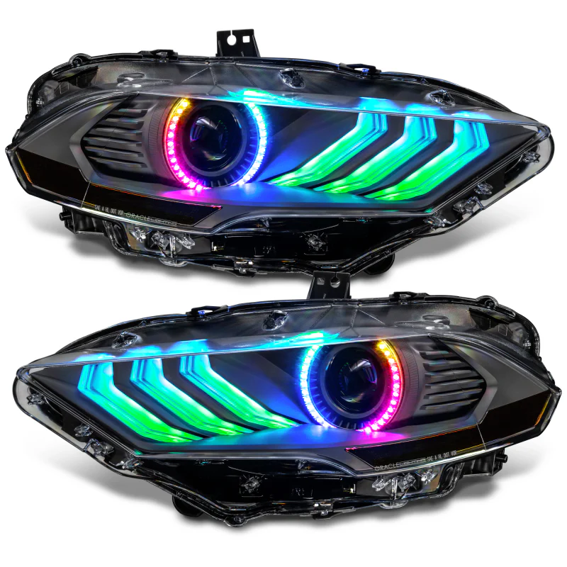 Oracle Lighting 18-23 Ford Mustang Dynamic ColorSHIFT LED Headlights - Black Series - Image 42